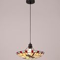 Olivia 1 Light Pendant E27 With 35cm Tiffany Shade, Red/Cream/Clear Crystal/Black additional 1