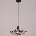 Olivia 1 Light Pendant E27 With 35cm Tiffany Shade, Red/Cream/Clear Crystal/Black additional 2