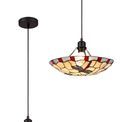 Olivia 1 Light Pendant E27 With 35cm Tiffany Shade, Red/Cream/Clear Crystal/Black additional 5