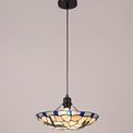 Olivia 1 Light Pendant E27 With 35cm Tiffany Shade, Blue/Cream/Clear Crystal/Black additional 1