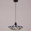 Olivia 1 Light Pendant E27 With 35cm Tiffany Shade, Blue/Cream/Clear Crystal/Black additional 2