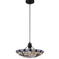 Olivia 1 Light Pendant E27 With 35cm Tiffany Shade, Blue/Cream/Clear Crystal/Black additional 4