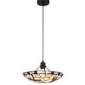 Olivia 1 Light Pendant E27 With 35cm Tiffany Shade, Blue/Cream/Clear Crystal/Black additional 3