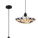 Olivia 1 Light Pendant E27 With 35cm Tiffany Shade, Blue/Cream/Clear Crystal/Black additional 5