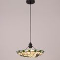 Olivia 1 Light Pendant E27 With 35cm Tiffany Shade, Green/Cream/Clear Crystal/Black additional 1