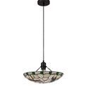 Olivia 1 Light Pendant E27 With 35cm Tiffany Shade, Green/Cream/Clear Crystal/Black additional 3