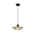 Olivia 1 Light Pendant E27 With 35cm Tiffany Shade, Green/Cream/Clear Crystal/Black additional 5