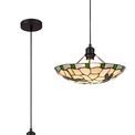 Olivia 1 Light Pendant E27 With 35cm Tiffany Shade, Green/Cream/Clear Crystal/Black additional 4
