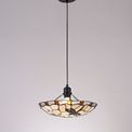 Olivia 1 Light Pendant E27 With 35cm Tiffany Shade, Amber/Cream/Clear Crystal/Black additional 1