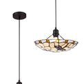 Olivia 1 Light Pendant E27 With 35cm Tiffany Shade, Amber/Cream/Clear Crystal/Black additional 5