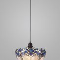Orella 1 Light Uplighter Pendant E27 With 30cm Tiffany Shade, Blue/Clear Crystal/Black additional 1