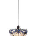 Orella 1 Light Uplighter Pendant E27 With 30cm Tiffany Shade, Blue/Clear Crystal/Black additional 2