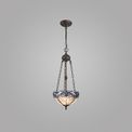 Orella 2 Light Uplighter Pendant E27 With 30cm Tiffany Shade, Blue/Clear Crystal/Aged Antique Brass additional 1