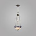 Orella 3 Light Uplighter Pendant E27 With 30cm Tiffany Shade, Blue/Clear Crystal/Aged Antique Brass additional 1