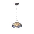 Orella 2 Light Downlight Pendant E27 With 40cm Tiffany Shade, Blue/Clear Crystal/Aged Antique Brass additional 3