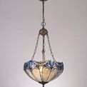 Orella 2 Light Uplighter Pendant E27 With 40cm Tiffany Shade, Blue/Clear Crystal/Aged Antique Brass additional 1