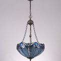 Orella 2 Light Uplighter Pendant E27 With 40cm Tiffany Shade, Blue/Clear Crystal/Aged Antique Brass additional 2