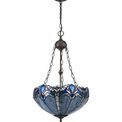 Orella 2 Light Uplighter Pendant E27 With 40cm Tiffany Shade, Blue/Clear Crystal/Aged Antique Brass additional 4