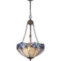 Orella 2 Light Uplighter Pendant E27 With 40cm Tiffany Shade, Blue/Clear Crystal/Aged Antique Brass additional 3