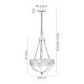 Orella 3 Light Uplighter Pendant E27 With 40cm Tiffany Shade, Blue/Clear Crystal/Aged Antique Brass additional 3