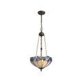 Orella 3 Light Uplighter Pendant E27 With 40cm Tiffany Shade, Blue/Clear Crystal/Aged Antique Brass additional 2