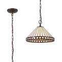 Teresa 1 Light Downlighter Pendant E27 With 30cm Tiffany Shade, Amber/Cream/Crystal/Aged Antique Brass additional 5