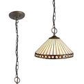 Teresa 3 Light Downlighter Pendant E27 With 30cm Tiffany Shade, Amber/Cream/Crystal/Aged Antique Brass additional 2