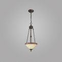 Teresa 2 Light Uplighter Pendant E27 With 30cm Tiffany Shade, Amber/Cream/Crystal/Aged Antique Brass additional 1
