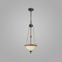 Teresa 3 Light Uplighter Pendant E27 With 30cm Tiffany Shade, Amber/Cream/Crystal/Aged Antique Brass additional 1