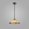 Teresa 1 Light Downlighter Pendant E27 With 40cm Tiffany Shade, Amber/Cream/Crystal/Aged Antique Brass additional 1