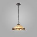 Teresa 2 Light Downlighter Pendant E27 With 40cm Tiffany Shade, Amber/Cream/Crystal/Aged Antique Brass additional 1