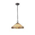 Teresa 2 Light Downlighter Pendant E27 With 40cm Tiffany Shade, Amber/Cream/Crystal/Aged Antique Brass additional 3