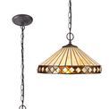 Teresa 2 Light Downlighter Pendant E27 With 40cm Tiffany Shade, Amber/Cream/Crystal/Aged Antique Brass additional 2