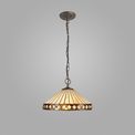 Teresa 3 Light Downlighter Pendant E27 With 40cm Tiffany Shade, Amber/Cream/Crystal/Aged Antique Brass additional 1