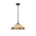 Teresa 3 Light Downlighter Pendant E27 With 40cm Tiffany Shade, Amber/Cream/Crystal/Aged Antique Brass additional 3