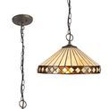 Teresa 3 Light Downlighter Pendant E27 With 40cm Tiffany Shade, Amber/Cream/Crystal/Aged Antique Brass additional 2