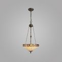 Teresa 3 Light Uplighter Pendant E27 With 40cm Tiffany Shade, Amber/Cream/Crystal/Aged Antique Brass additional 1