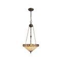 Teresa 3 Light Uplighter Pendant E27 With 40cm Tiffany Shade, Amber/Cream/Crystal/Aged Antique Brass additional 2