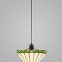 Una 1 Light Uplighter Pendant E27 With 30cm Tiffany Shade, Green/Cream/Crystal/Black additional 1