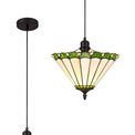 Una 1 Light Uplighter Pendant E27 With 30cm Tiffany Shade, Green/Cream/Crystal/Black additional 2