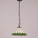 Una 1 Light Downlighter Pendant E27 With 30cm Tiffany Shade, Green/Cream/Crystal/Aged Antique Brass additional 2