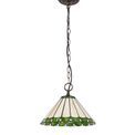 Una 1 Light Downlighter Pendant E27 With 30cm Tiffany Shade, Green/Cream/Crystal/Aged Antique Brass additional 4