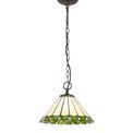 Una 1 Light Downlighter Pendant E27 With 30cm Tiffany Shade, Green/Cream/Crystal/Aged Antique Brass additional 3