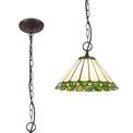 Una 1 Light Downlighter Pendant E27 With 30cm Tiffany Shade, Green/Cream/Crystal/Aged Antique Brass additional 5