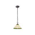 Una 2 Light Downlighter Pendant E27 With 30cm Tiffany Shade, Green/Cream/Crystal/Aged Antique Brass additional 2
