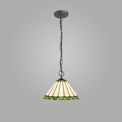Una 3 Light Downlighter Pendant E27 With 30cm Tiffany Shade, Green/Cream/Crystal/Aged Antique Brass additional 1