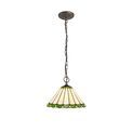 Una 3 Light Downlighter Pendant E27 With 30cm Tiffany Shade, Green/Cream/Crystal/Aged Antique Brass additional 3
