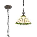 Una 3 Light Downlighter Pendant E27 With 30cm Tiffany Shade, Green/Cream/Crystal/Aged Antique Brass additional 2