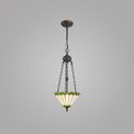 Una 2 Light Uplighter Pendant E27 With 30cm Tiffany Shade, Green/Cream/Crystal/Aged Antique Brass additional 1