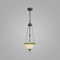 Una 3 Light Uplighter Pendant E27 With 30cm Tiffany Shade, Green/Cream/Crystal/Aged Antique Brass additional 1